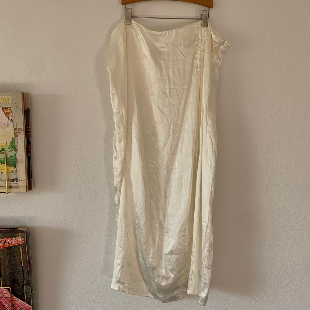 Ivory H&M satin midi skirt